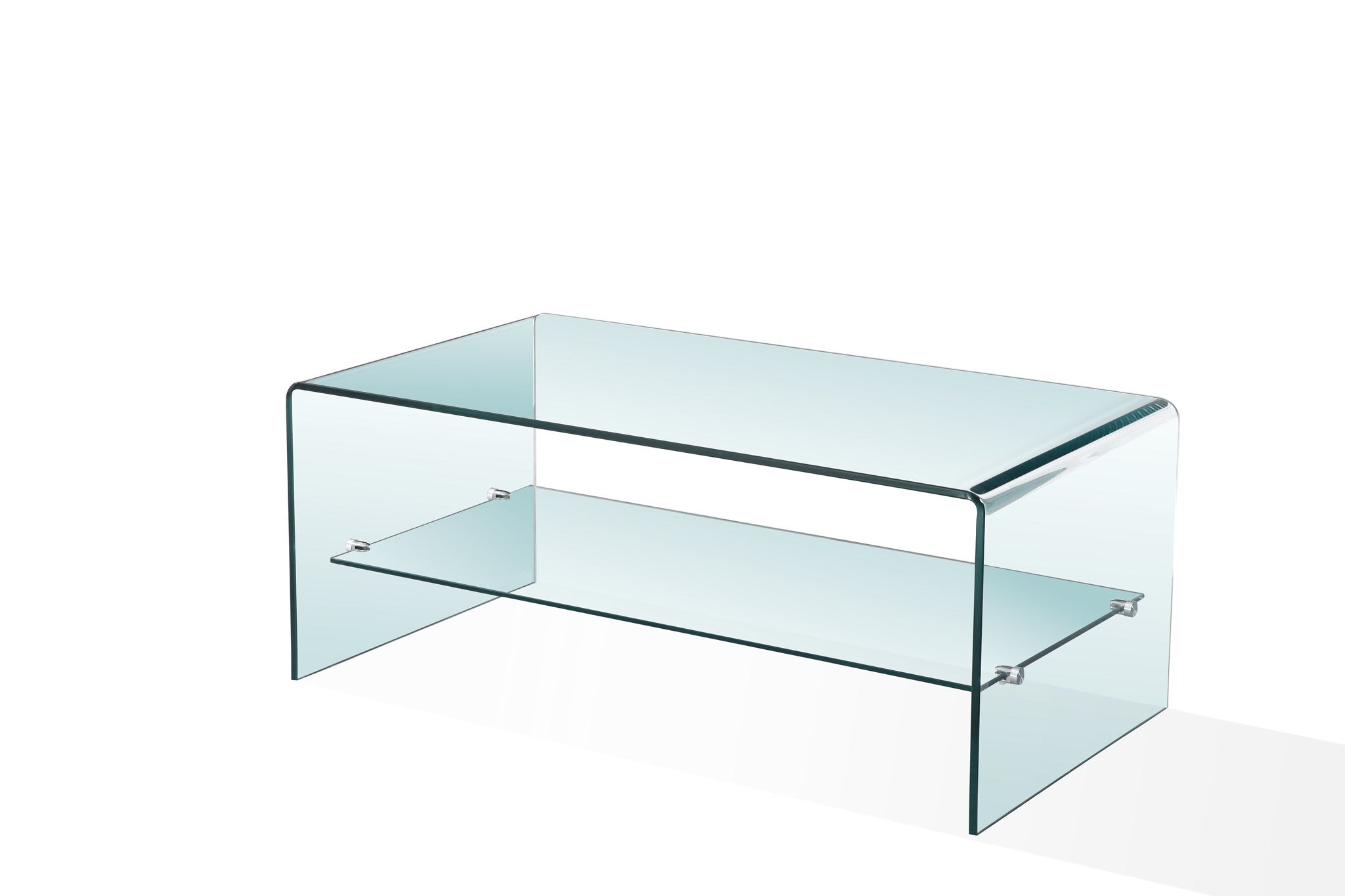 BENT GLASS SQUARE COFFEE TABLE w/ Shelf - modern coffee table | Image 1 | InSTYLE Home & Rugs