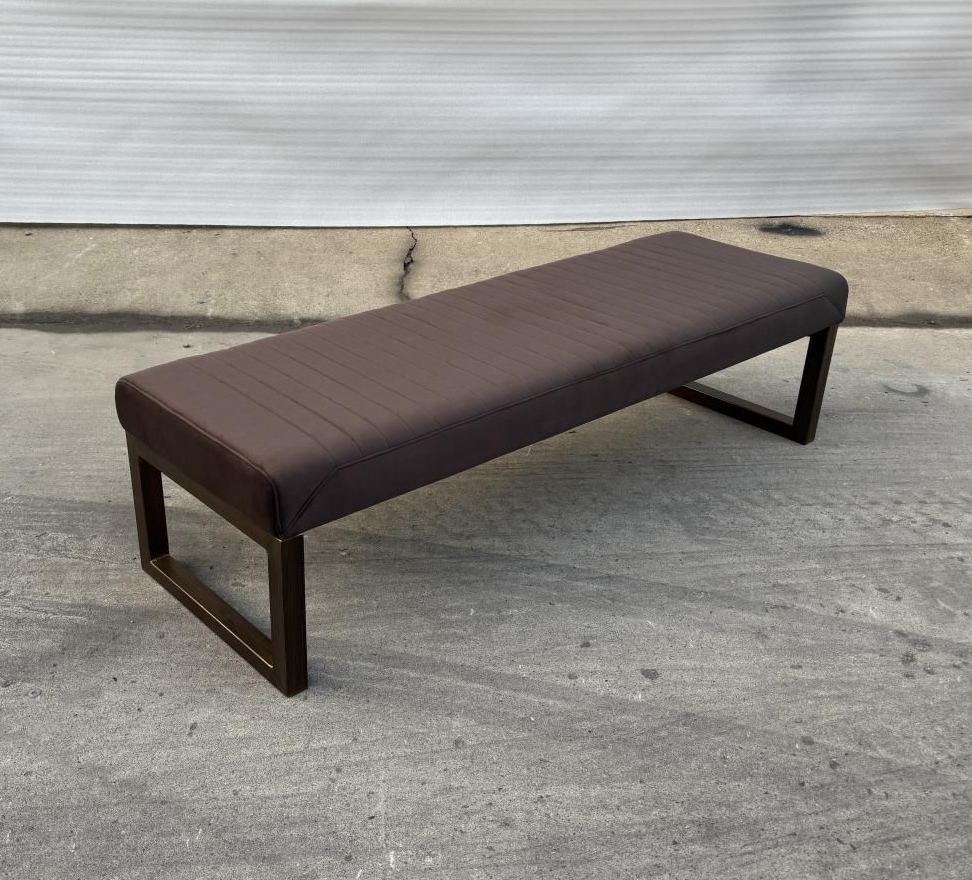City Channel Bench Turkish coffee fabric Antique Gold frame | InSTYLE Home & Rugs