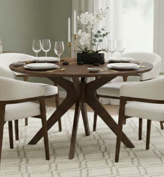 48" Corinne Round Wood Dining Table GY-DT-1834 Walnut color - stylish dining tables for gatherings | Image 3 | InSTYLE Home & Rugs