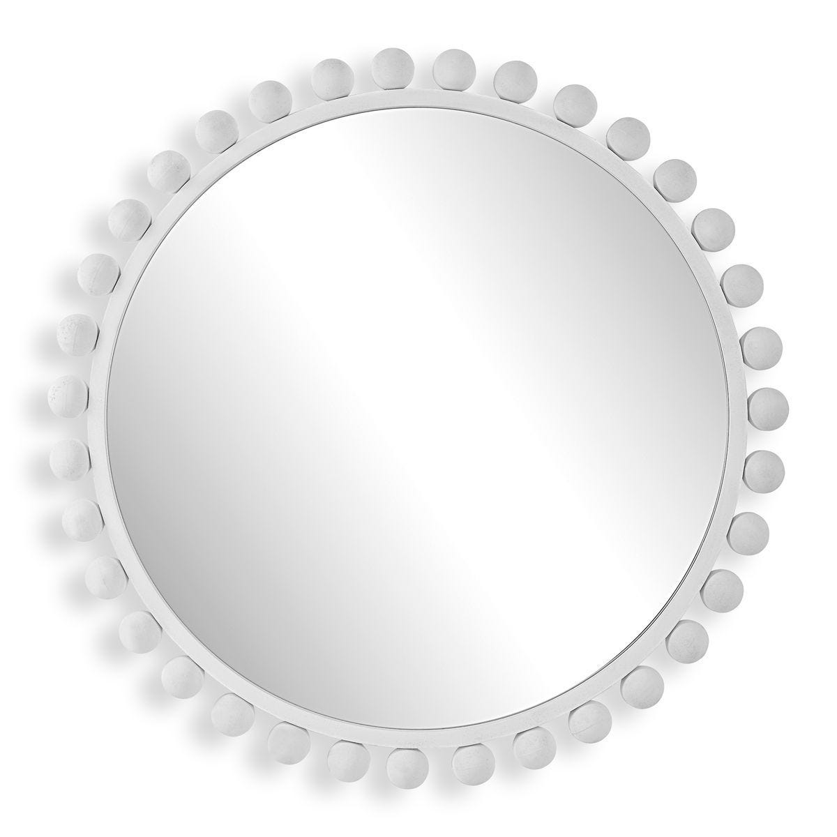 Cyra Round Mirror, White - perfect for enhancing light and creating a sense of space | Image 1 | InSTYLE Home & Rugs