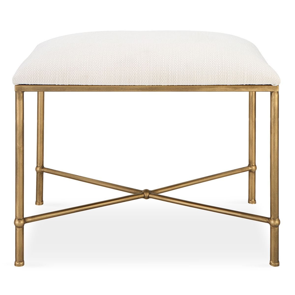 Avenham Small Bench, Gold - perfect for entryways or patios | Image 1 | InSTYLE Home & Rugs
