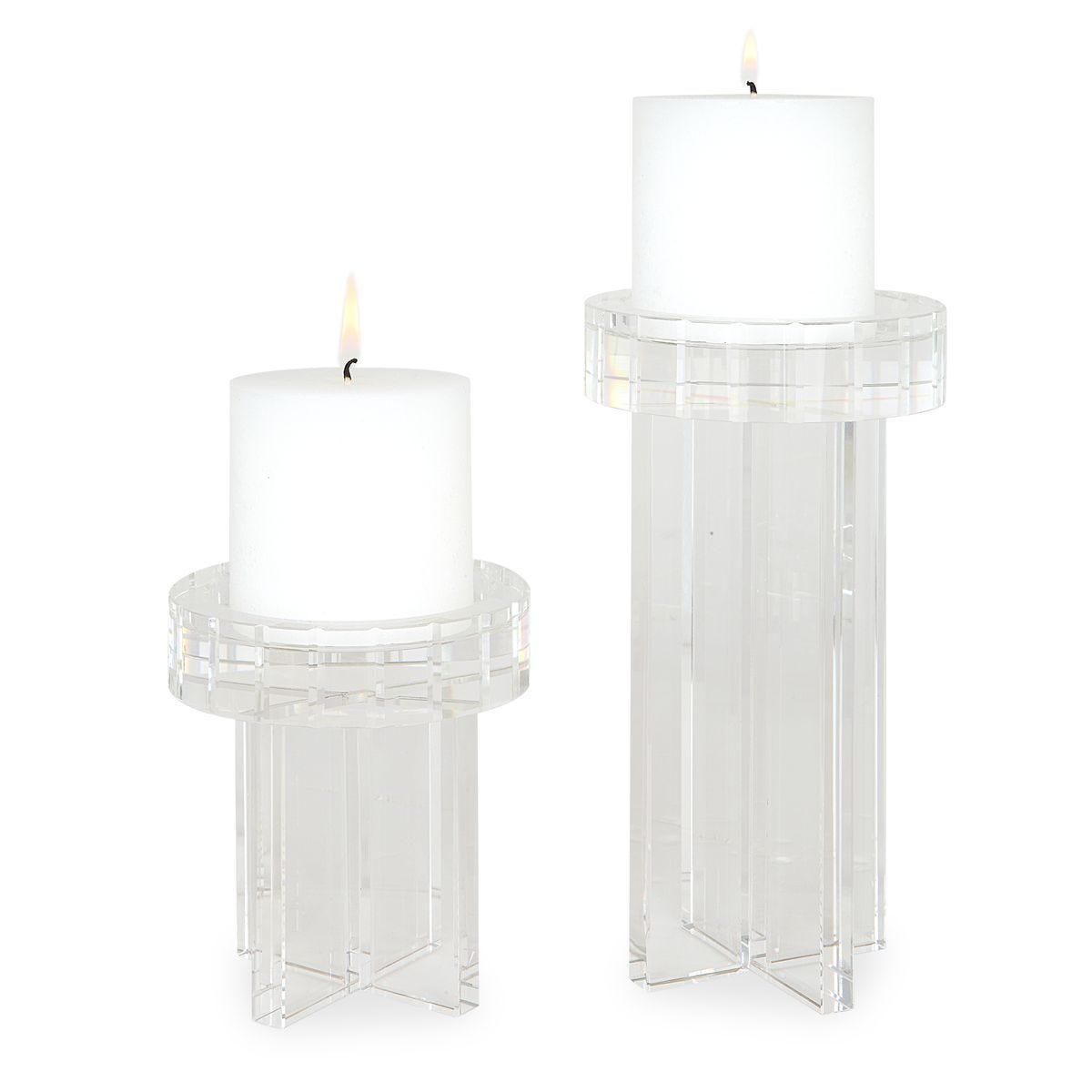 Crystal Pillar Candleholders, S/2 - modern accessories for a personalized living space | Image 1 | InSTYLE Home & Rugs
