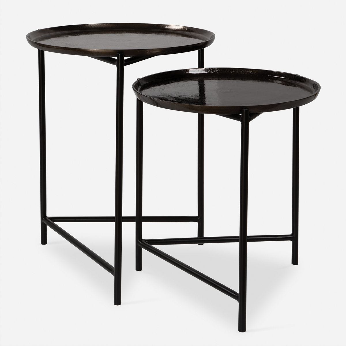 Burnett Nesting Tables, Dark Nickel, S/2 - contemporary end table for sofas | Image 1 | InSTYLE Home &amp; Rugs
