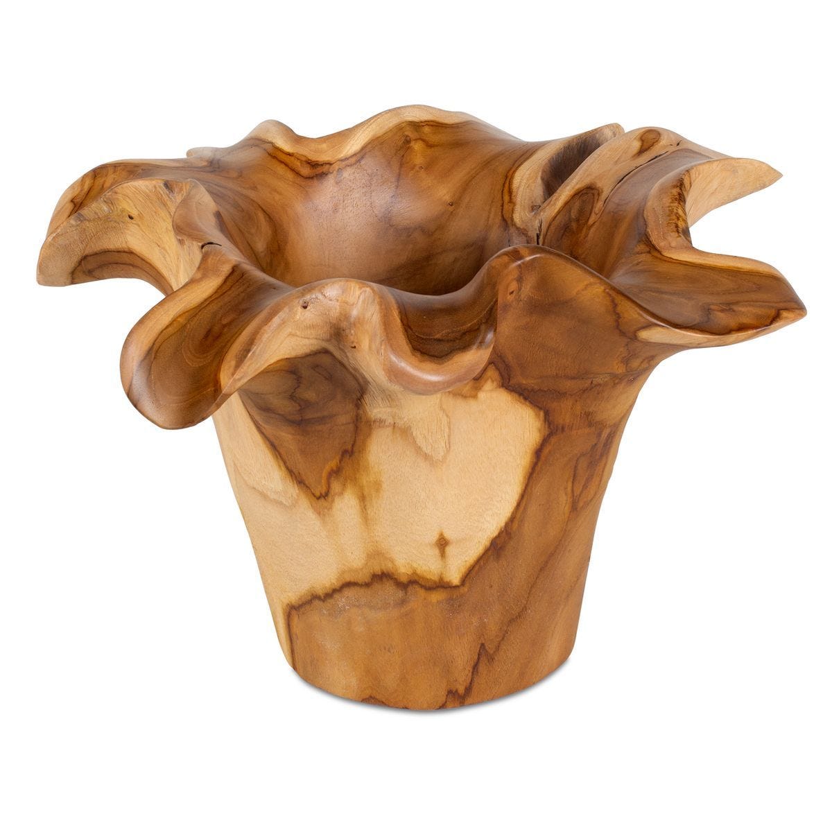 Teak Flow Indoor-Outdoor Bowl, Natural - modern decorative bowl for displaying fruit or decorative items | Image 1 | InSTYLE Home & Rugs