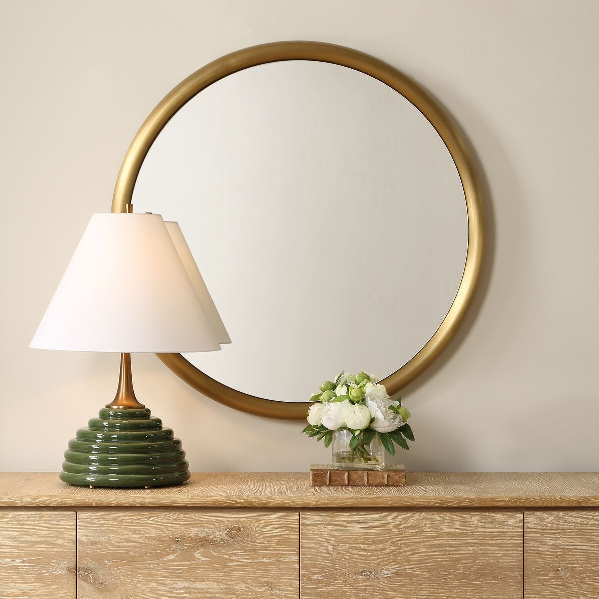 Atkinson Round Mirror - perfect for enhancing light and creating a sense of space | Image 2 | InSTYLE Home & Rugs