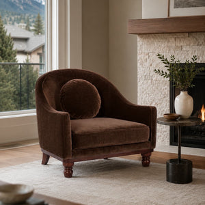 February Accent Chair in Velvet Coffee with rubberwood legs | InSTYLE Home & Rugs