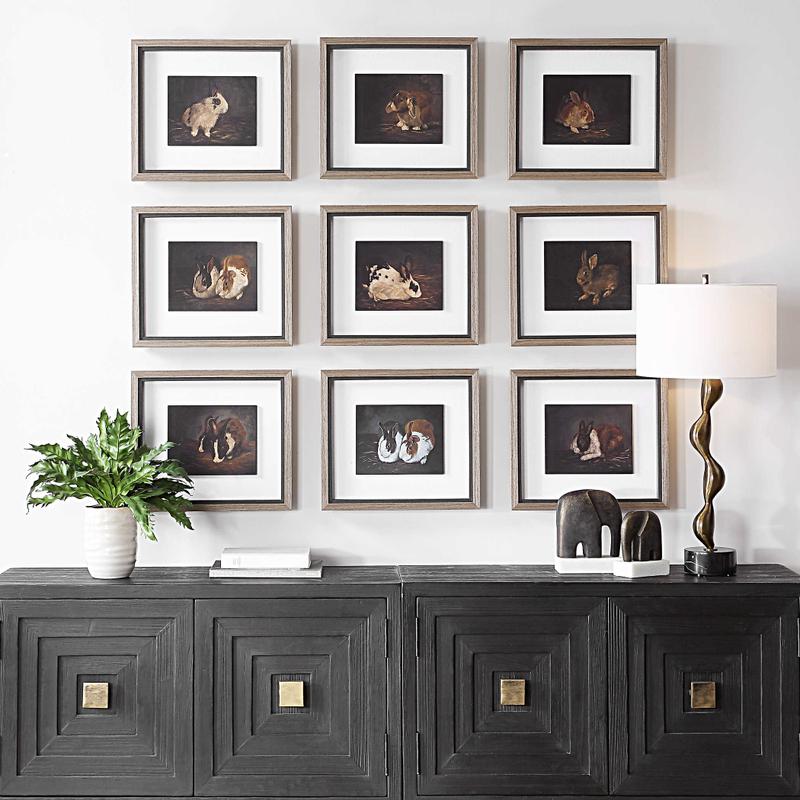 Resting Bunny Framed Prints, S/9 - bold and creative art for unique interior décor | Image 1 | InSTYLE Home & Rugs