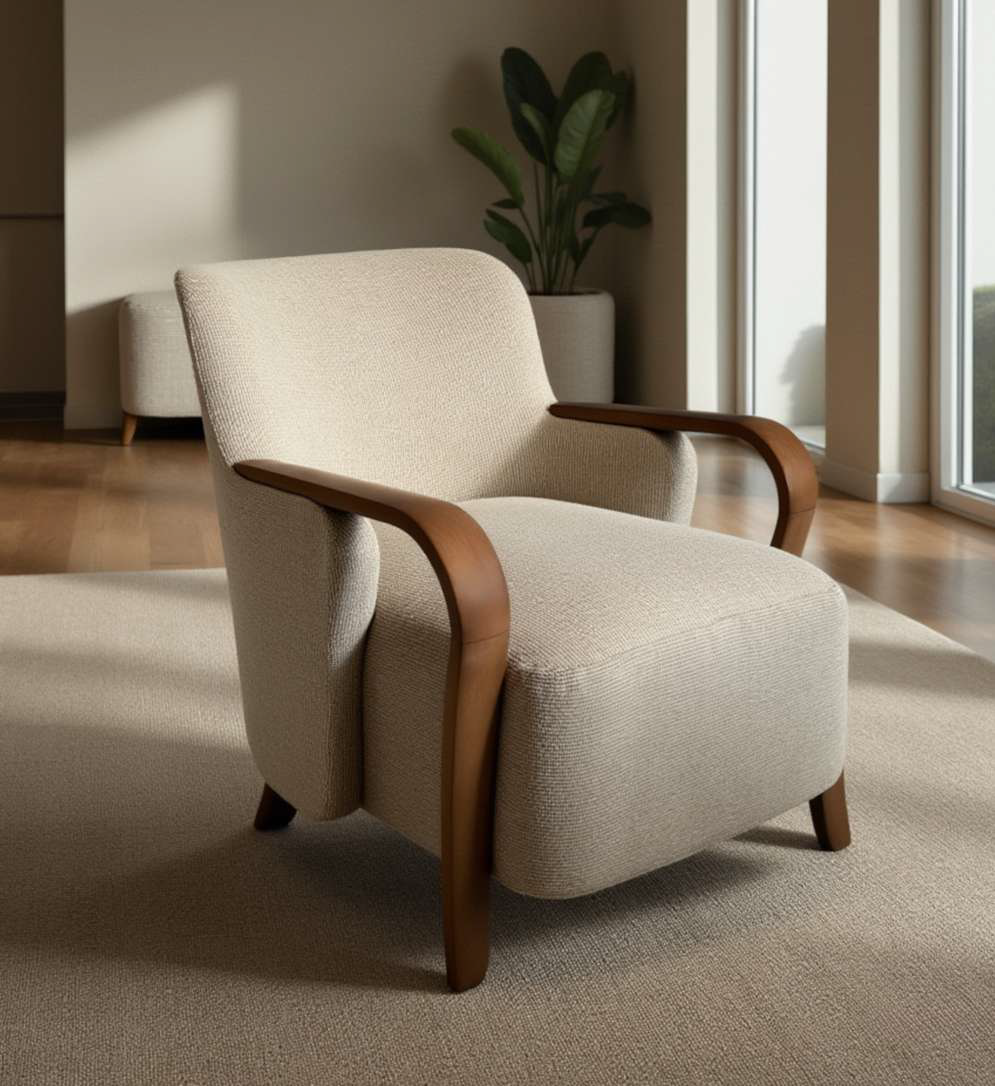 VALENCIA ACCENT CHAIR GY-AC-762 Taupe fabric - stylish accent chair to elevate your living room decor | Image 2 | InSTYLE Home & Rugs