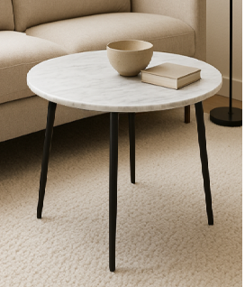 Viola real marble top end table black legs - functional design with style | Image 1 | InSTYLE Home & Rugs