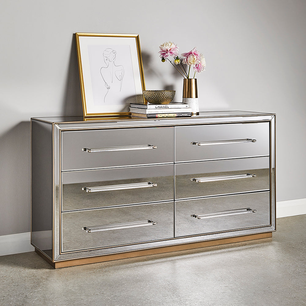 Mirrored 6-drawer Chest - durable drawer with smooth glide mechanism for daily use | Image 3 | InSTYLE Home & Rugs