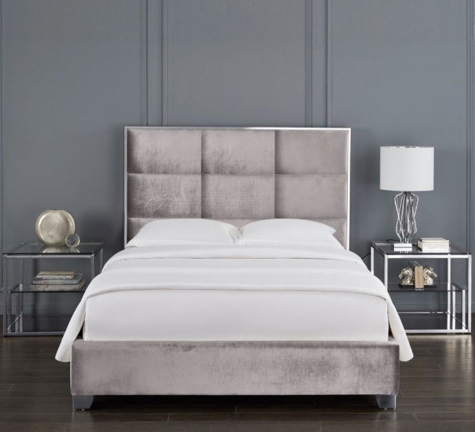 Blair Grey Velvet Bed - www.instylehome.ca