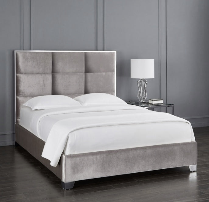 Blair Grey Velvet Bed - www.instylehome.ca